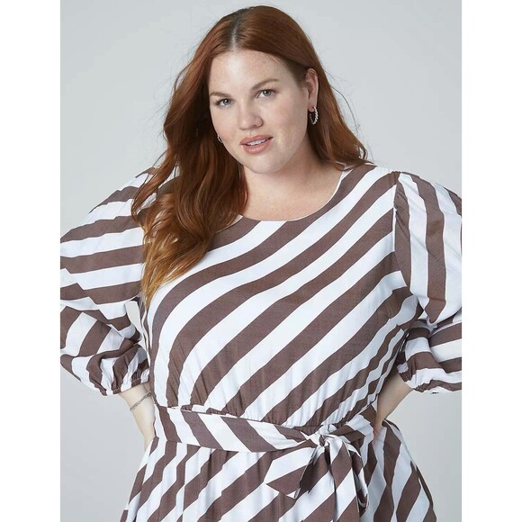 NWT $119.95 Lane Bryant Blouson Sleeve Ruffle Hem Midi Dress Women's Size 24 - Picture 3 of 16